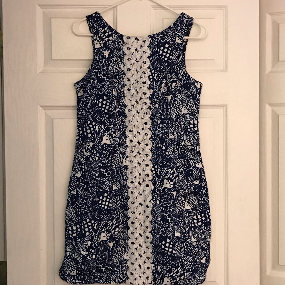 Lily Pulitzer blue & white fish shift dress